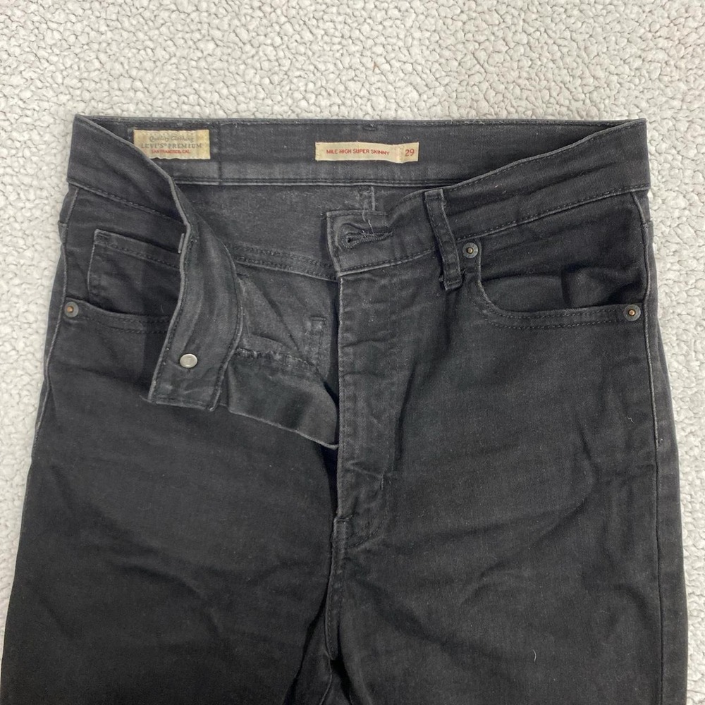 Levis Mile High Super Skinny Black Jeans Womens 29x30 High Rise Denim